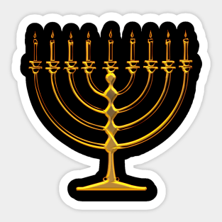 Golden 3-D Look Jewish Menorah Sticker